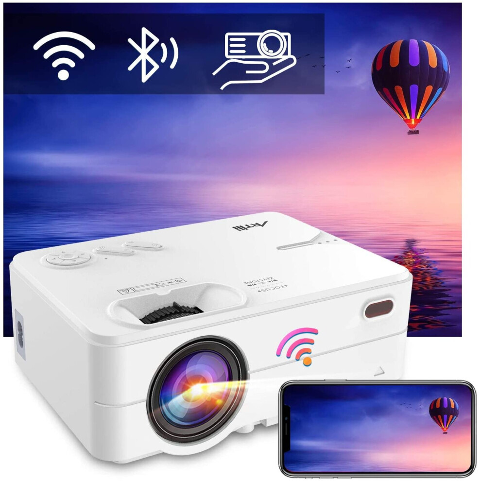 Artlii Enjoy 2 Projector Wifi Bluetooth Outdoor Projector 6000 Lumen Full Hd 1080P Support Mini Portable Projector Wireless 300" Display 70, 3359146787359