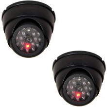 BW 2X Dummy Fake Surveillance Security CCTV Dome Camera With LED Blinking Real imitation Black
