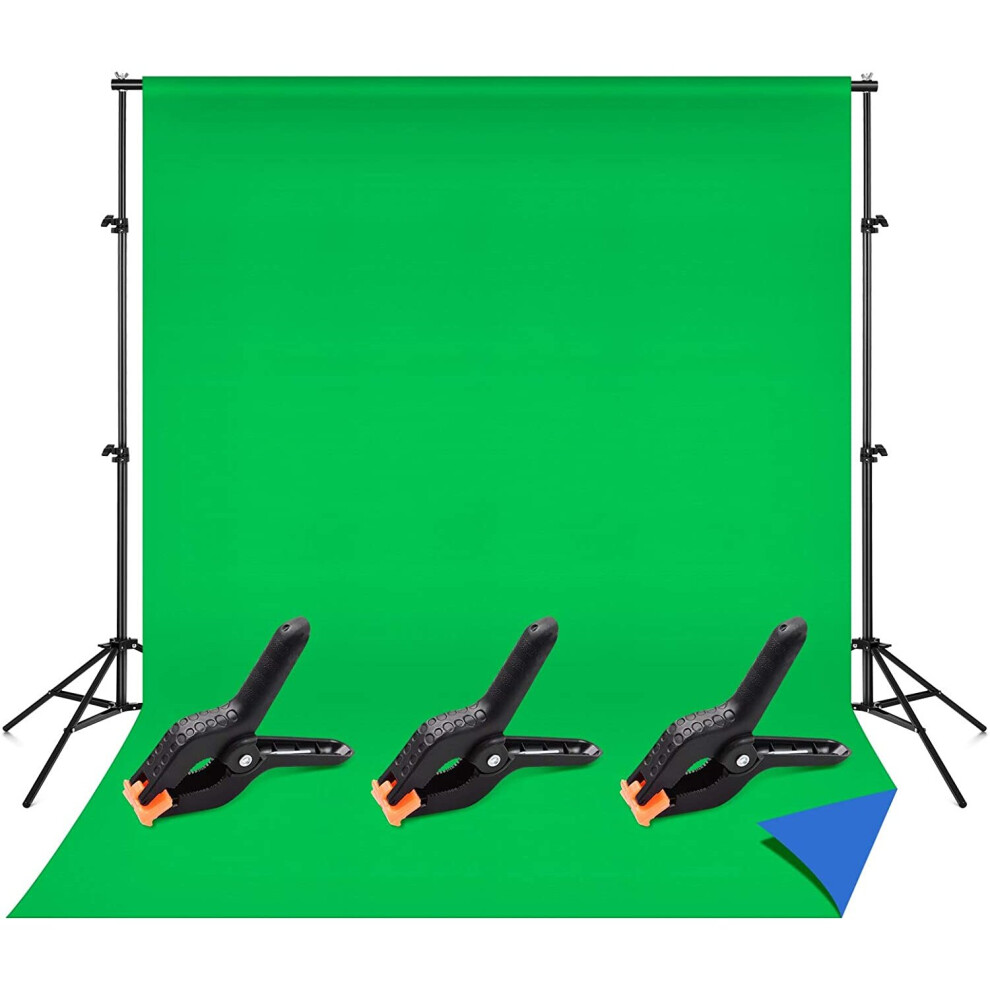 Andoer 2 in 1 Blue/Green Screen Background, 6.6x10ft Blue/Green Screen Backdrop Support Stand kits with 3 Clamps & Carry Bag, for Portrait, 