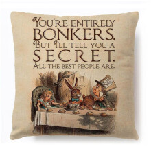 (V) Alice in Wonderland Pillow Case Cotton Linen Square