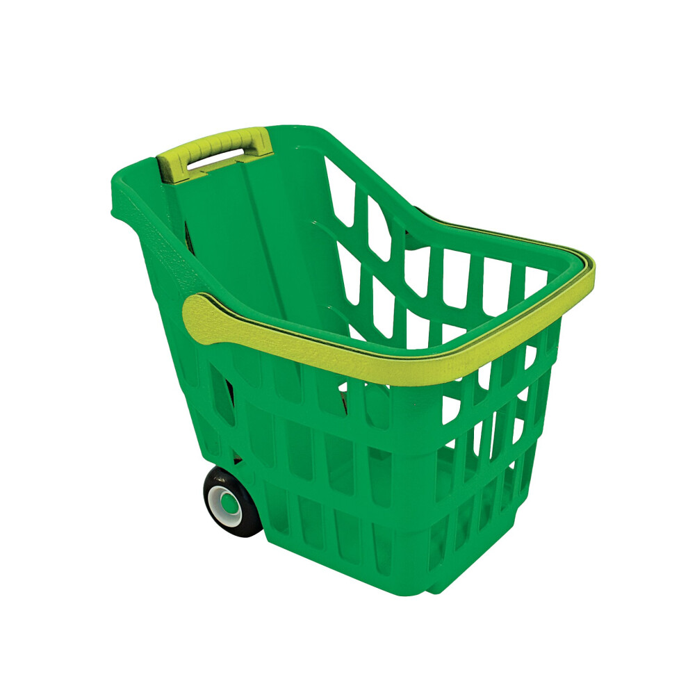 (Green) Kids Plastic Shopping Trolley Basket Role Play