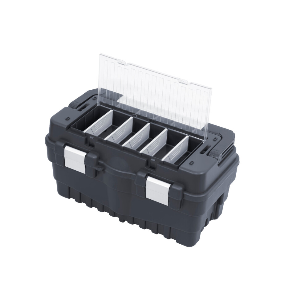 (500 RS) Large Plastic Black Lockable Lid Storage Toolbox