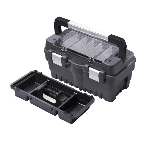 URBN Living (500 RS) Large Plastic Black Lockable Lid Storage Toolbox 1