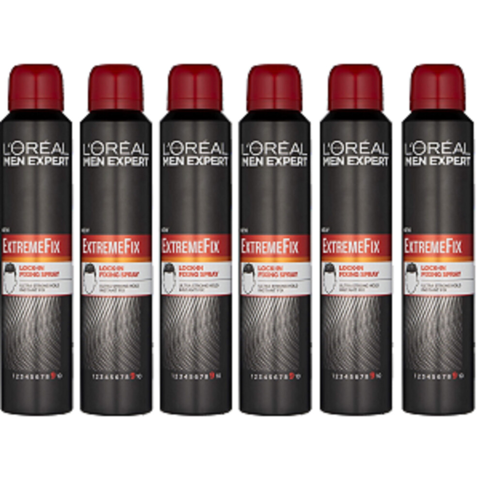 L'Oreal Men Expert Extreme Fix Strength 9 Extreme Hold Hairspray 6x 200ml Tins