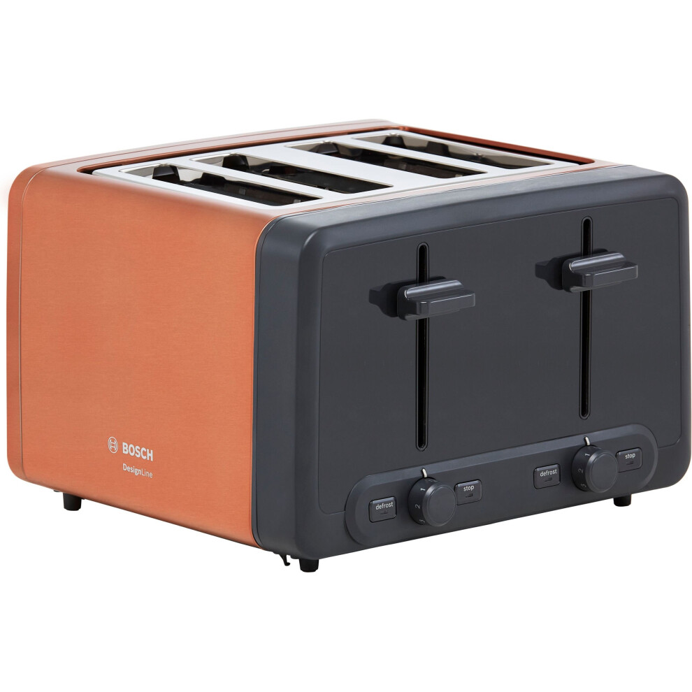 New Bosch Designline Tat4p449gb 4 Slice Toaster - Copper