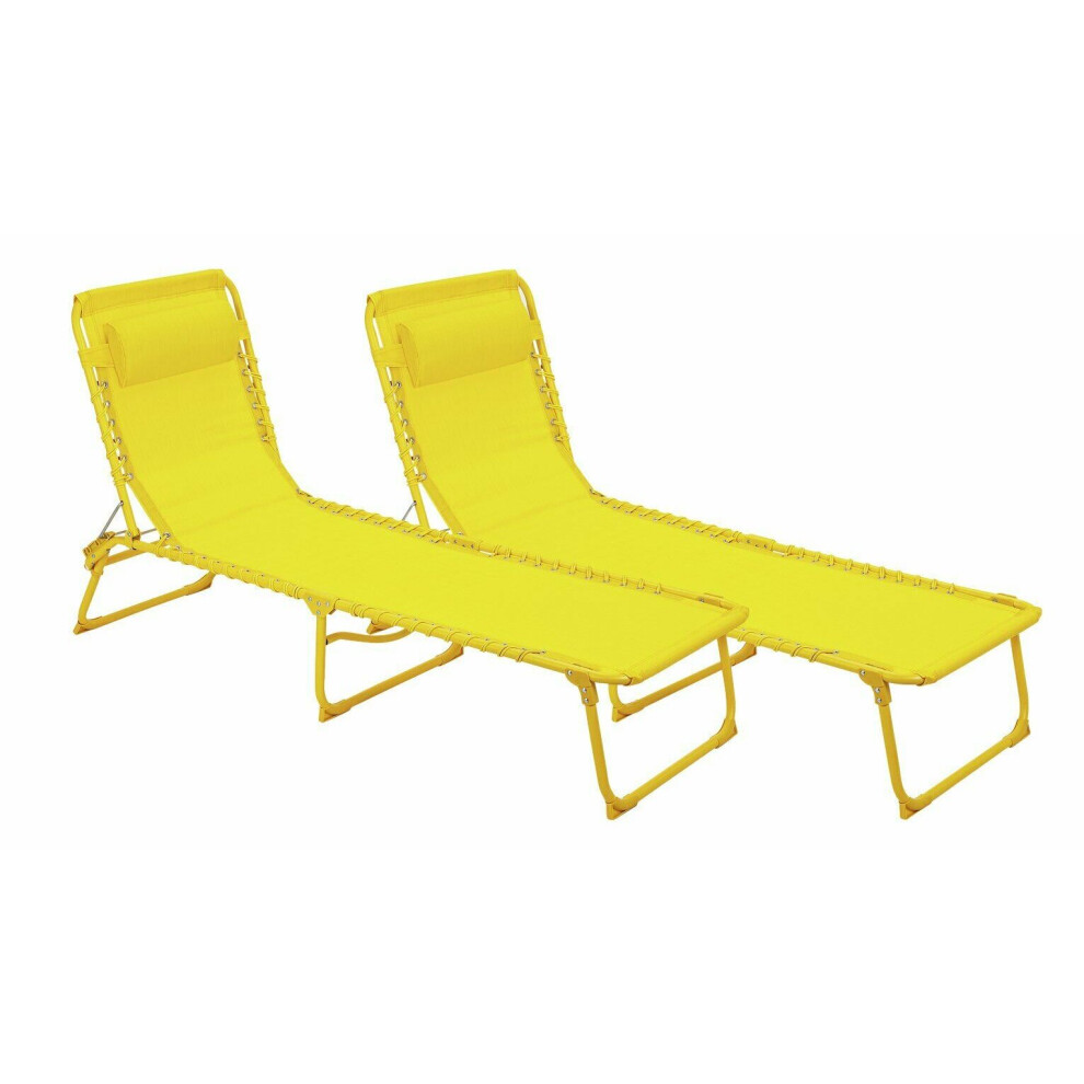 Home Set Of 2 Sun Loungers - Yellow