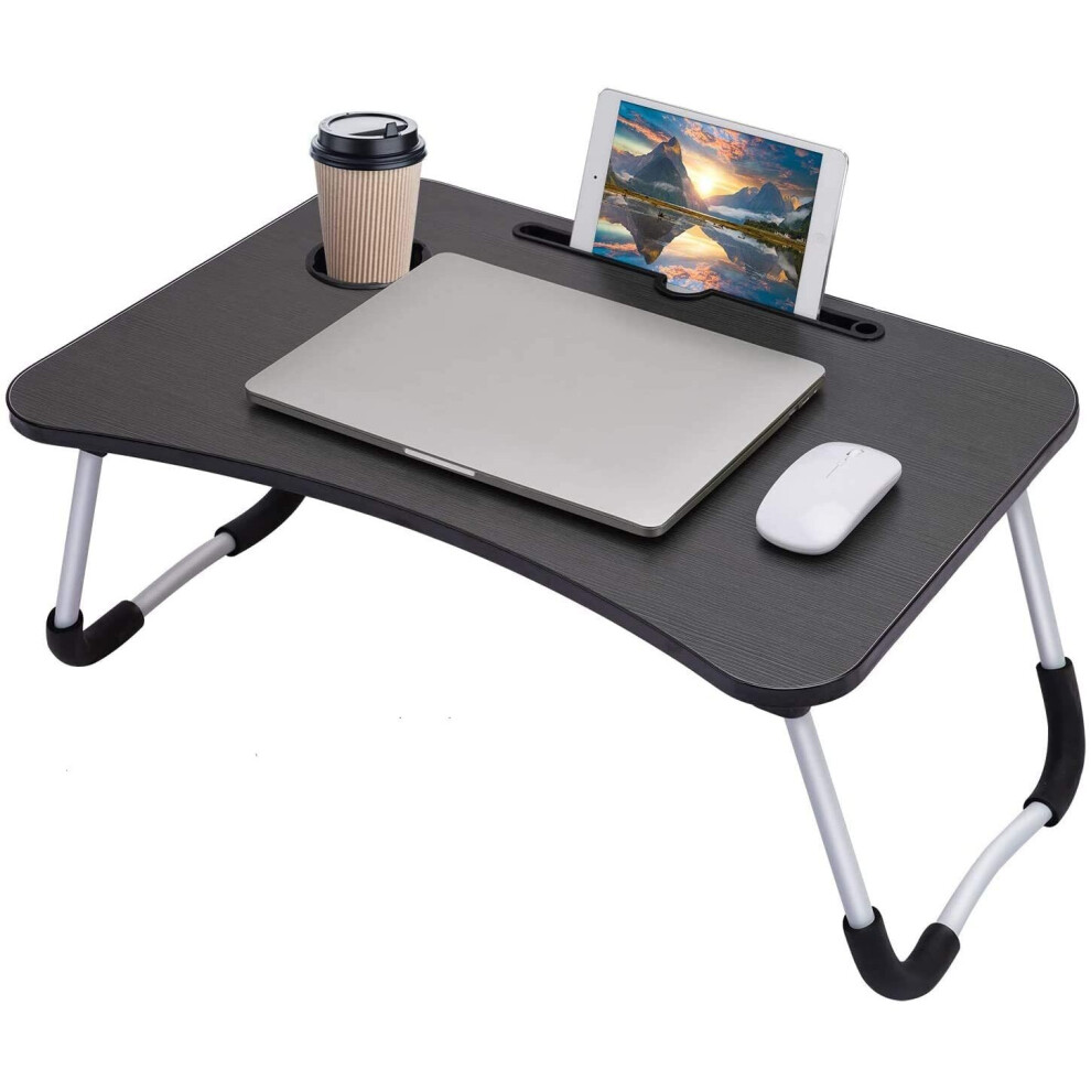 ( Laptop Bed Tray, Foldable Laptop Stand, Small Dormitory Table, Breakfast Serving Bed Tray, Dor) Laptop Bed Tray, Foldable Laptop Stand Black
