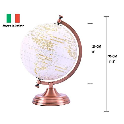 Exerz 20cm Globe Golden Colour Metallic - Educational, Geographic, Mod 2