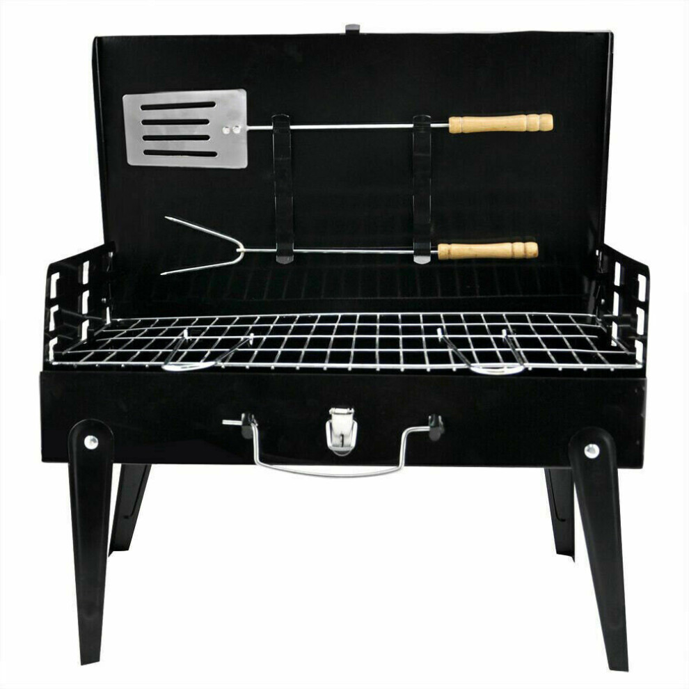 Ziz London Ltd Charcoal Bbq Grill Portable Barbecue And Utensils Outdoor Garden Picnic Camping Black