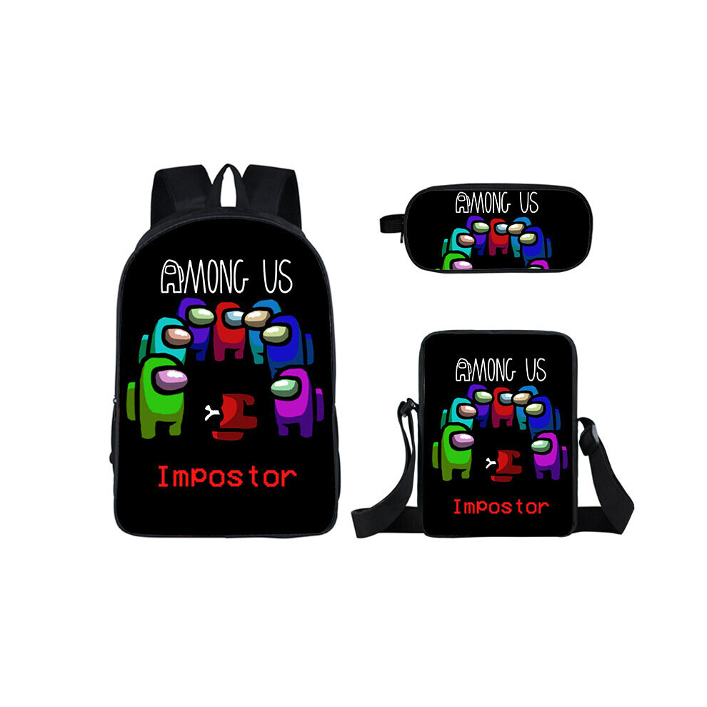 (8) 3pcs Among Us Backpack Schoolbag Pencil Bag Student