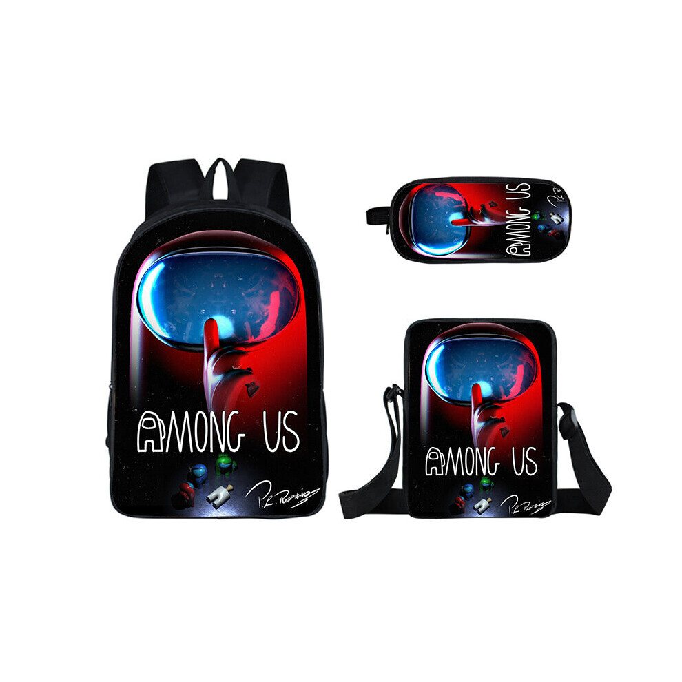 (2) 3pcs Among Us Backpack Schoolbag Pencil Bag Student