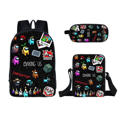 (24) 3pcs Among Us Backpack Schoolbag Pencil Bag Student