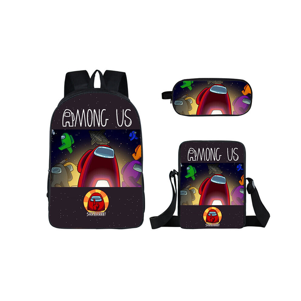 (10) 3pcs Among Us Backpack Schoolbag Pencil Bag Student