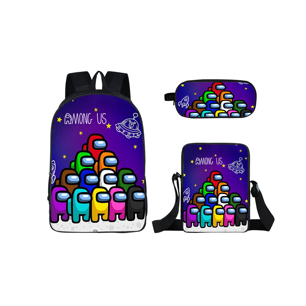 (19) 3pcs Among Us Cartoon Backpack Set Schoolbag Pencil Bag