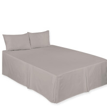 (Grey, King) Pleated Base Valance Sheets Polycototn Plain Dyed