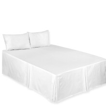 (White, King) Pleated Base Valance Sheets Polycototn Plain Dyed