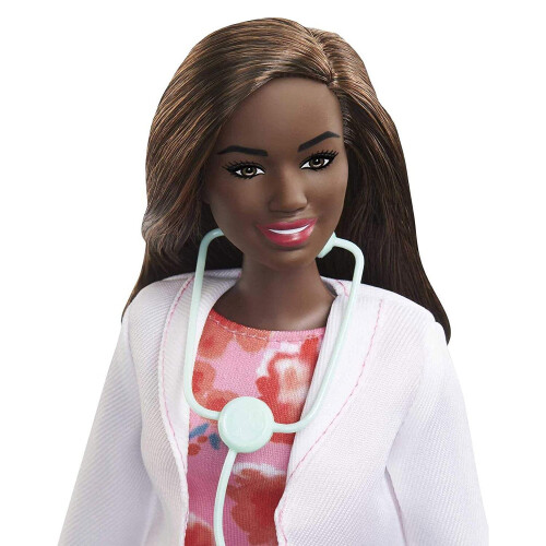 Barbie Barbie Dottore Fashion Doll con Forma Curvy e Capelli Castani, Cappotto, Scarpe e Stetoscopio 2