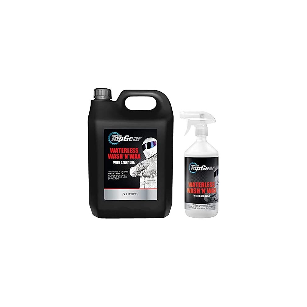 TOP GEAR - Waterless Wash and Wax - 1L plus 5L Refill - Cleans and polishes without the use of water