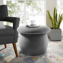 (Grey) Velvet Padded Pouffe Stool Vanity Stool Guest Kids Seat Chair Mushroom Footstool