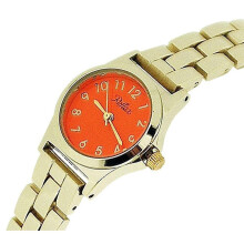 Reflex Ladies Metal Analogue Orange Dial Yellow Tone Metal Bracelet Strap Watch LB109