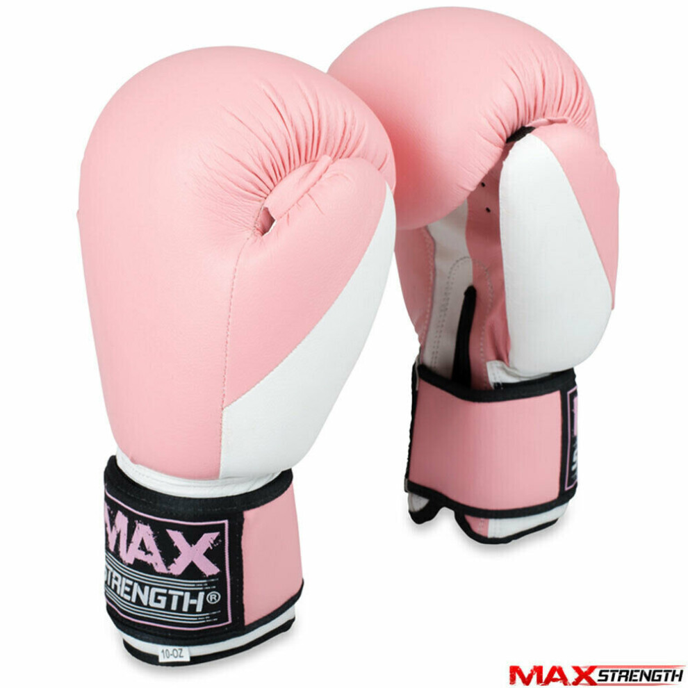 (Pink/White, 12oz) Punch Boxing Gloves Training MMA Sparring Punching Fight Muay Thai Kickboxing