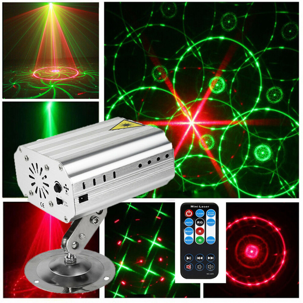 Mini Red & Green Laser Light Projector LED Stage Lighting Xmas DJ Disco Party UK Plug R&G