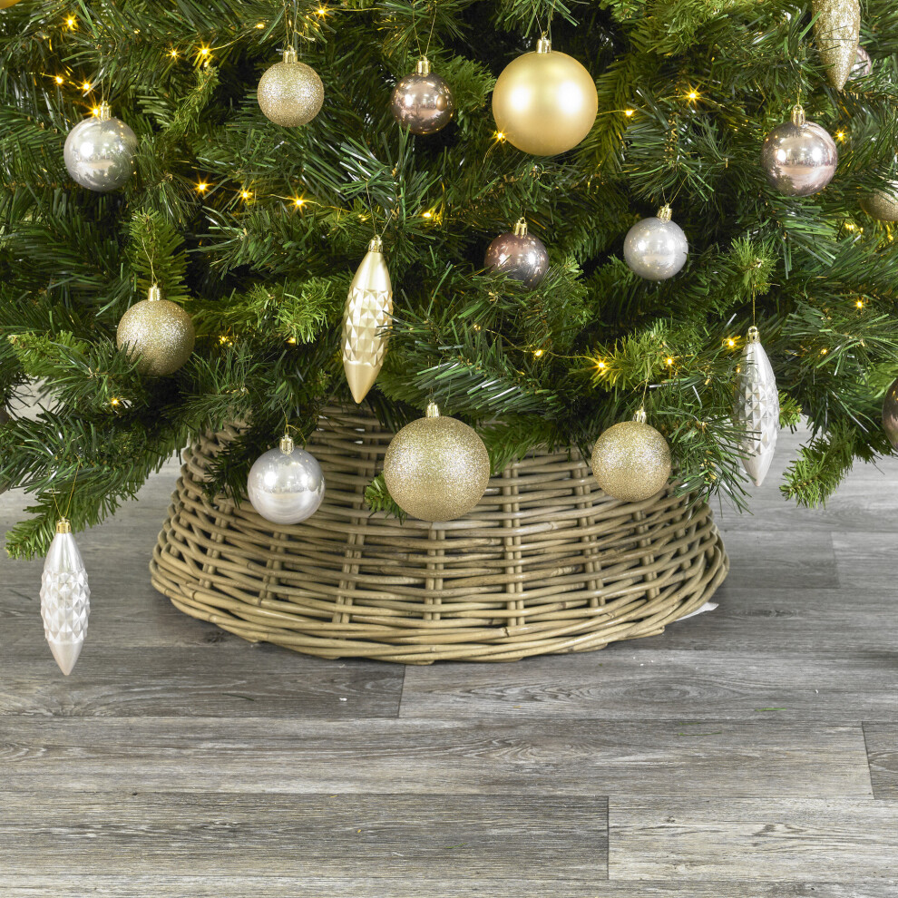 (Natural Bamboo) Large Christmas Xmas Rattan Wicker Base Tree Skirt