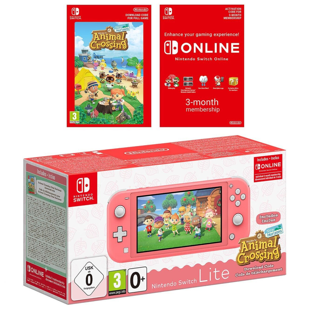 Nintendo Switch Lite & Animal Crossing Dlc Bundle Coral
