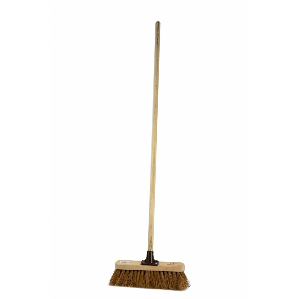 Soft Coco Brush Broom Head Wooden Handle Home Indoor Sweeper Garden