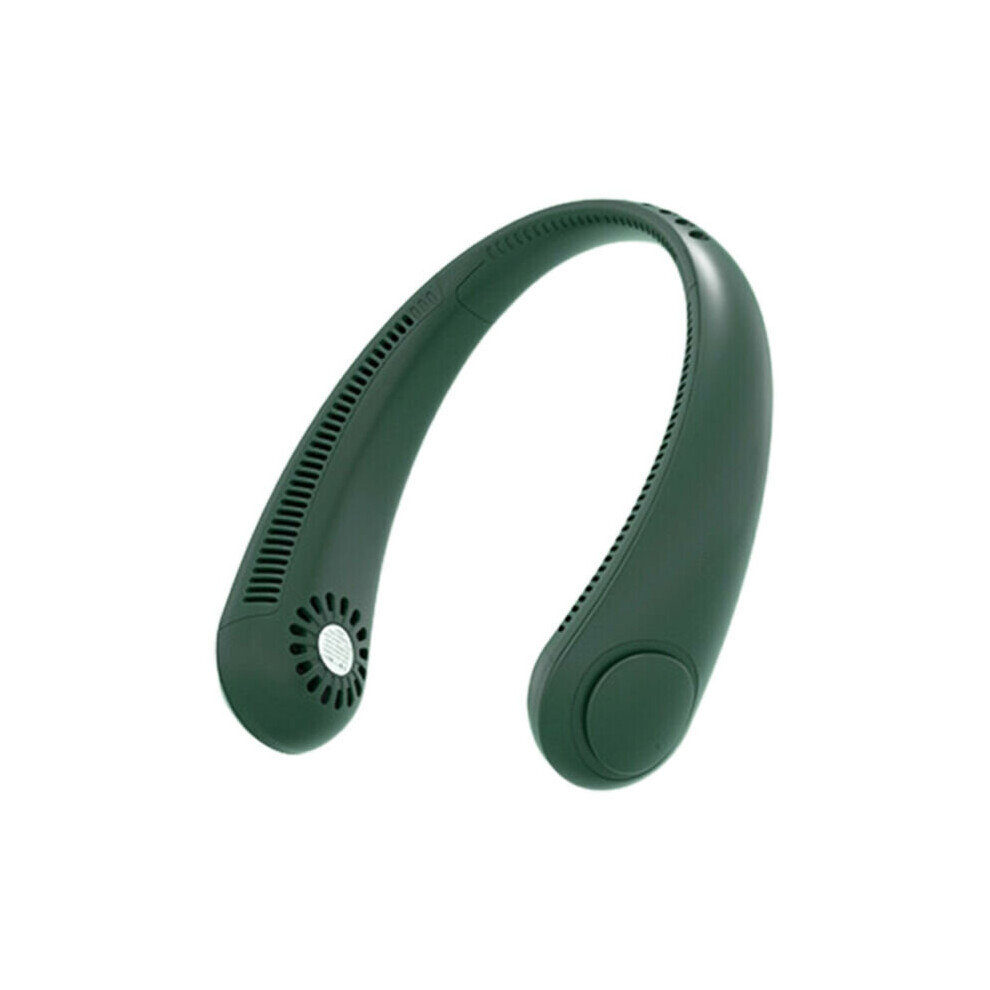 (Green) Bladeless Mini Fan Neckband Lazy Neck Hanging Cooler USB Rechargeable Sports Fan-image-OPC-P7TGTHS-NEW