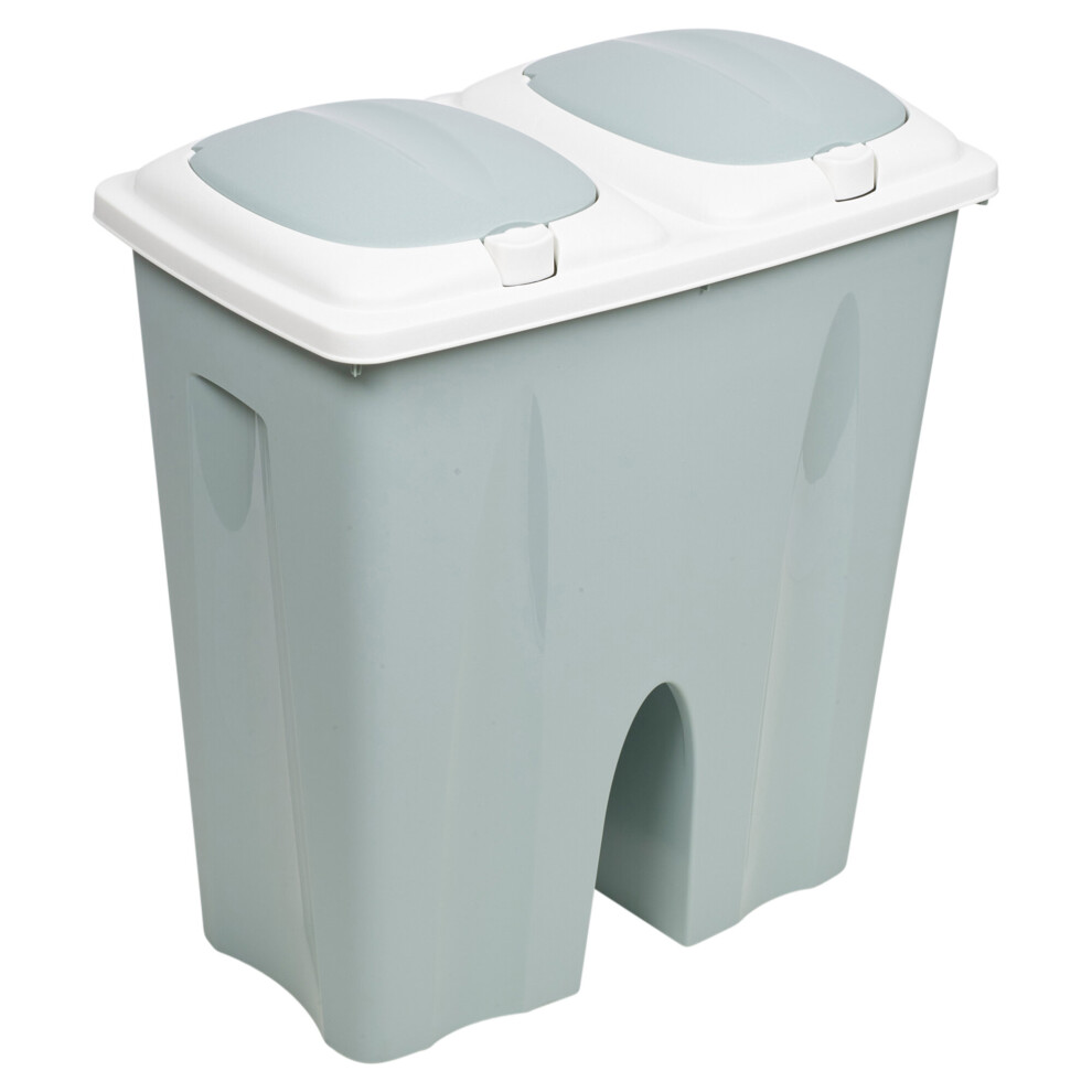 (Teal) 2x25L Duo Rubbish Plastic Cardboard Recycling Bin