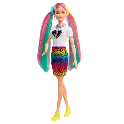 Barbie Barbie Leopard Rainbow Hair Doll with Colour-Change Feature 1