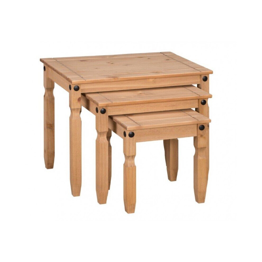 Mercers Furniture Corona Large Nest Of Tables Solid Wood Pine Wooden Side End - Antique Wax - Image 2