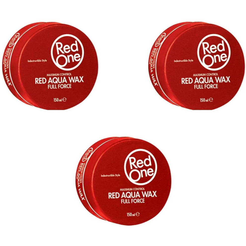 3 X Red One Maximum Control Red Aqua Hair Wax Full Force 150ml