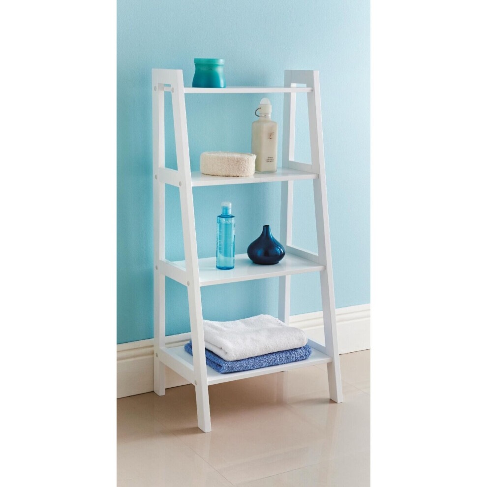 White  Tier Wooden Ladder Shelf Extra Storage Space Shelving Unit G-0106