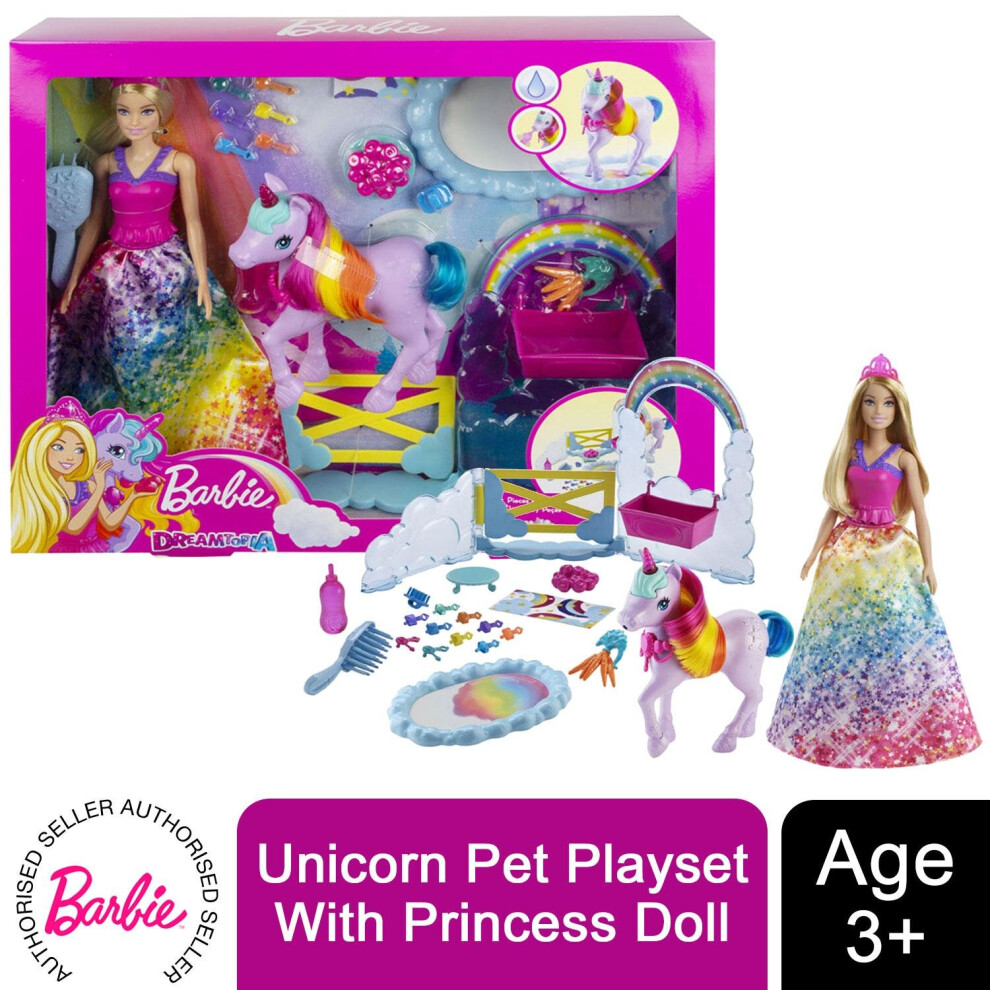 Barbie Dreamtopia Unicorn Pet Playset With Princess Doll