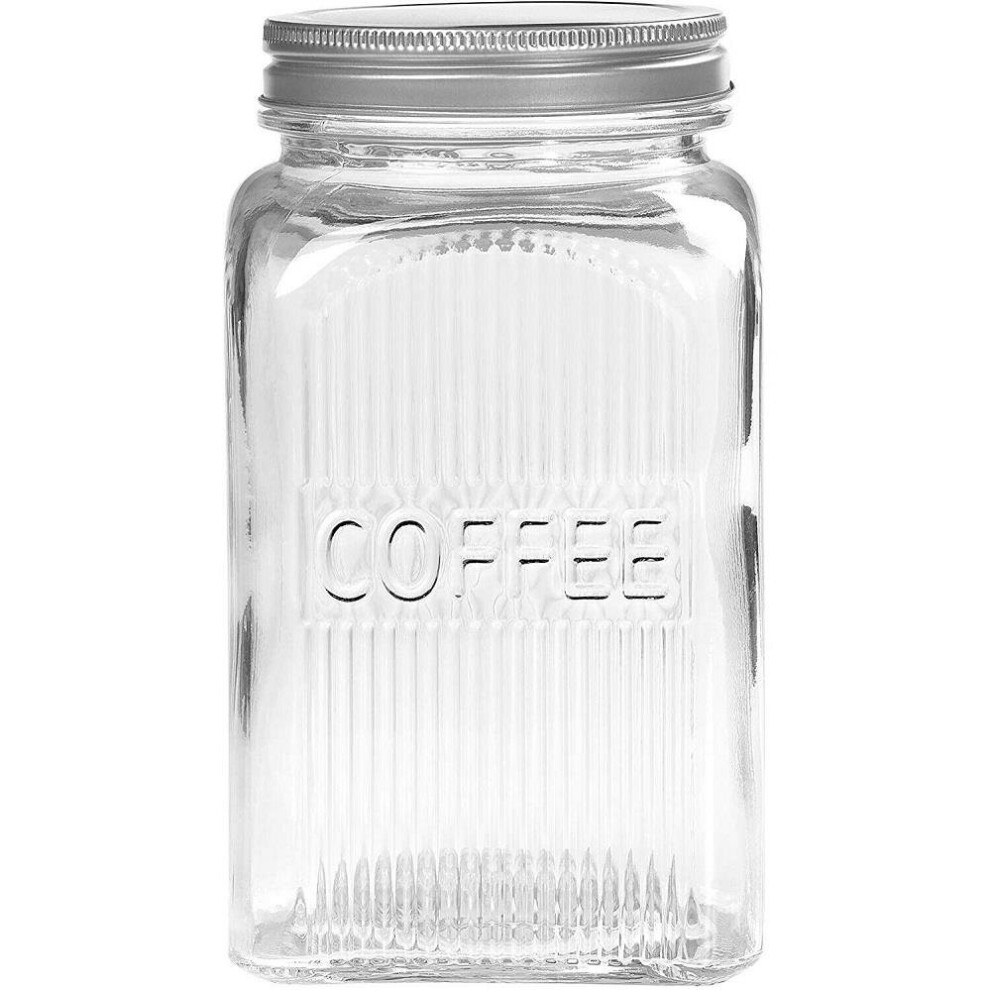 Tala 1.25L Coffee Clear Glass Storage Container Screw Top Metal Lid Jar