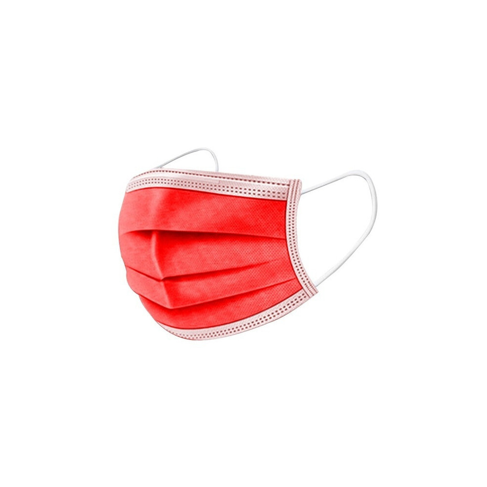 (Red, 50) DYZI 3-Ply Disposable Protective Face Masks | All Various Colours | Non Medical / Surgical | UK Seller