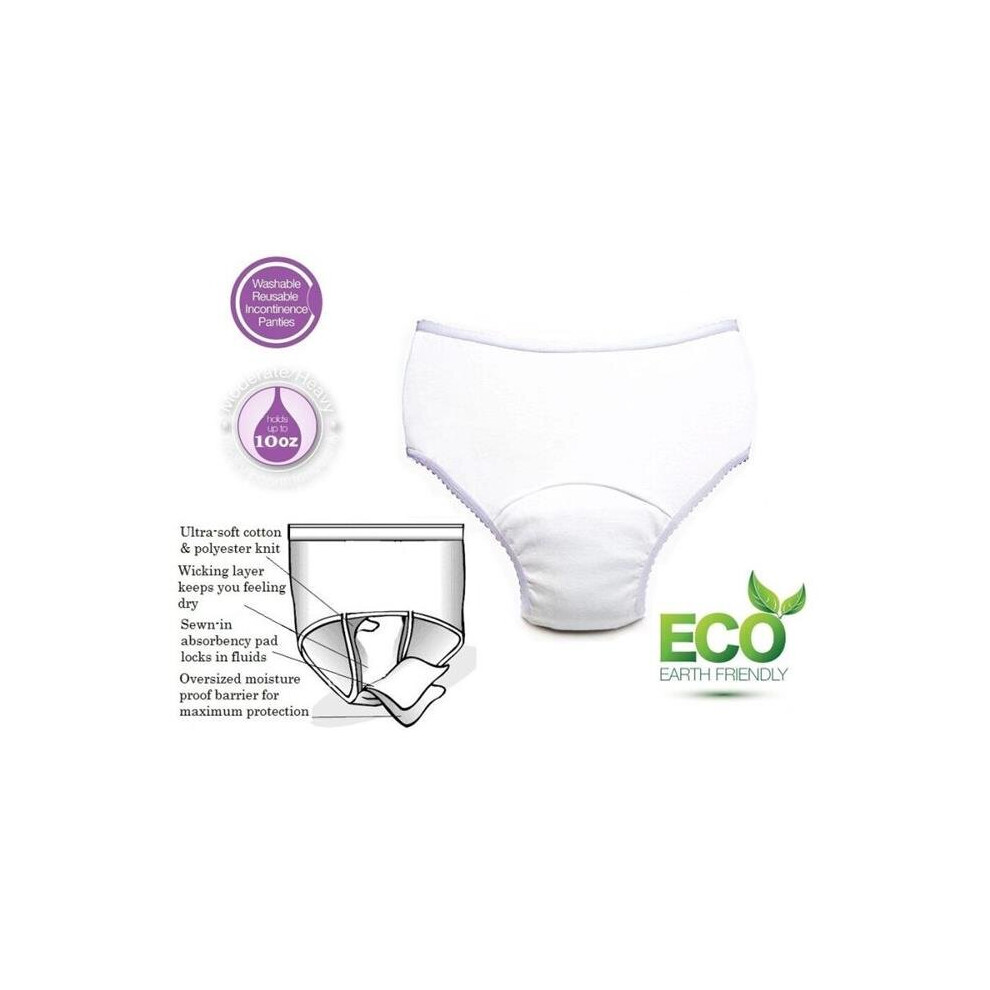 Care Apparel White 2465-10-1A-Wht 10 Oz Small Ladies Reusable Incontinence Panty,