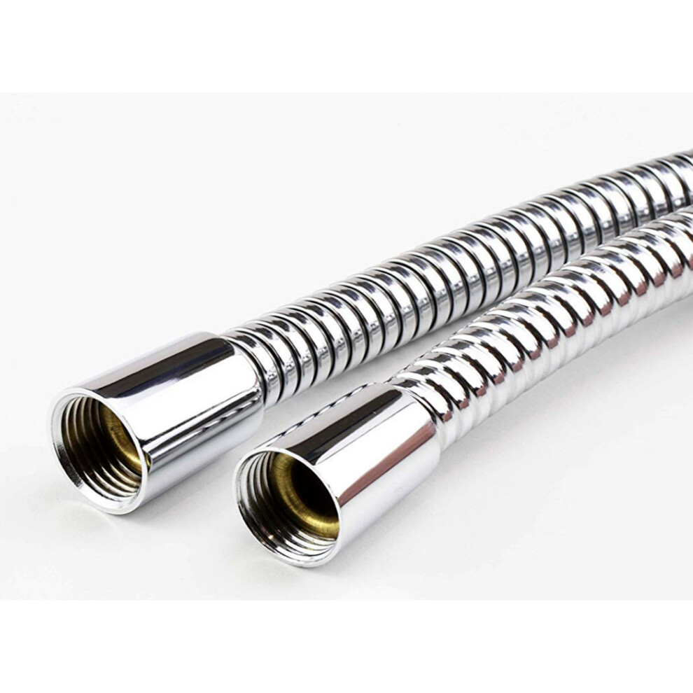 (Chrome 125cm / 1.25m) Euroshowers SuperLux Shower Hose WRAS Approved Chrome/Gold Plated Stainless Steel 11mm Bore in sizes 50cm, 75cm, 100cm, 125cm, 150cm, 175cm or 200cm