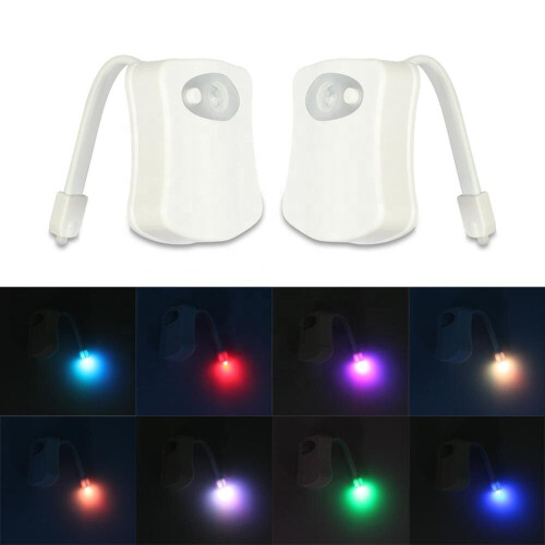 Toilet Night Light 2PK Motion Sensor Bowl Light Bathroom 8 Colours