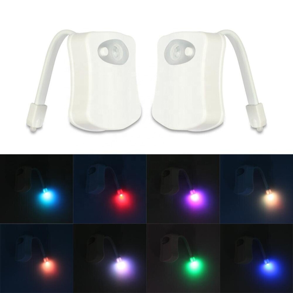 Toilet Night Light 2PK Motion Sensor Bowl Light Bathroom 8 Colours