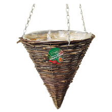 12inch Dark Rattan Cone Shape Heavy Duty Hanging Basket Flower Plant Pot Planter