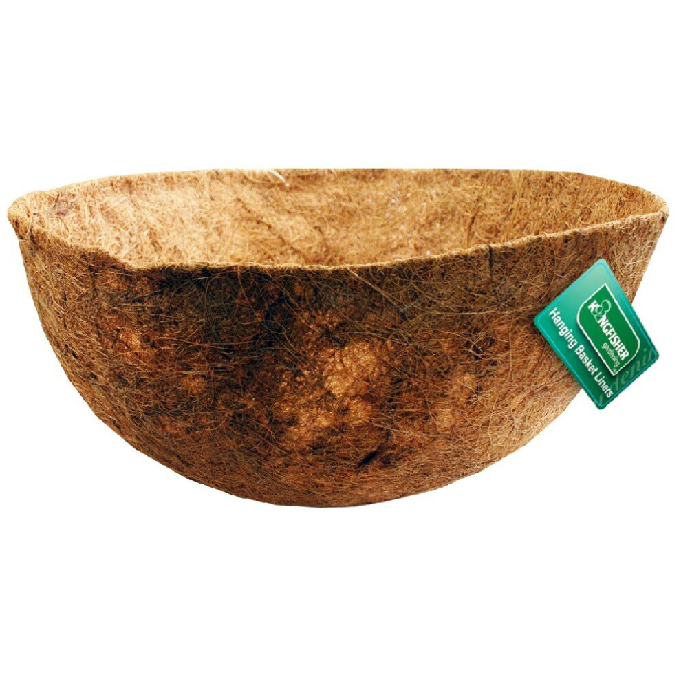 Kingfisher 14" Shaped Coco Hanging Basket Liner Moulded Natural Fibre Planter