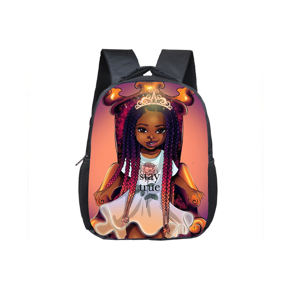 (03) Afro Beauty Black Princess Girls School Backpack