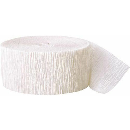 (White) 82FT Crepe Paper Party Streamers Roll Decor Craft