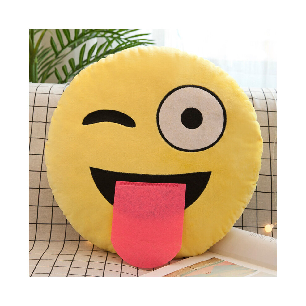 (Naughty, 32cm) Design Emoji Round Cushion Pillow for Home Decor Kids Room Decorative Plush Pillow for Car Sofa Pets Cushions