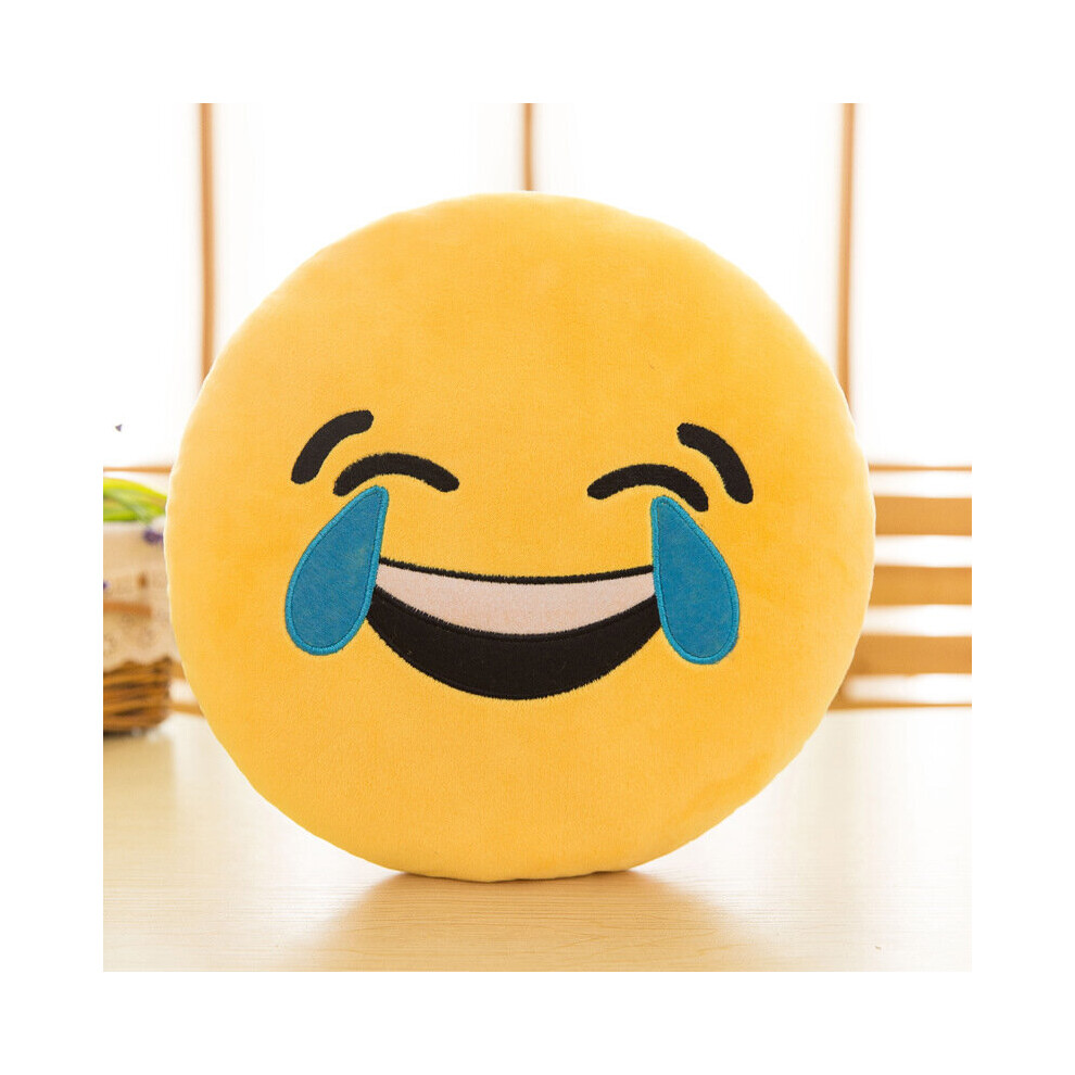 (Laugh Till you Cry , 16cm) Design Emoji Round Cushion Pillow for Home Decor Kids Room Decorative Plush Pillow for Car Sofa Pets Cushions