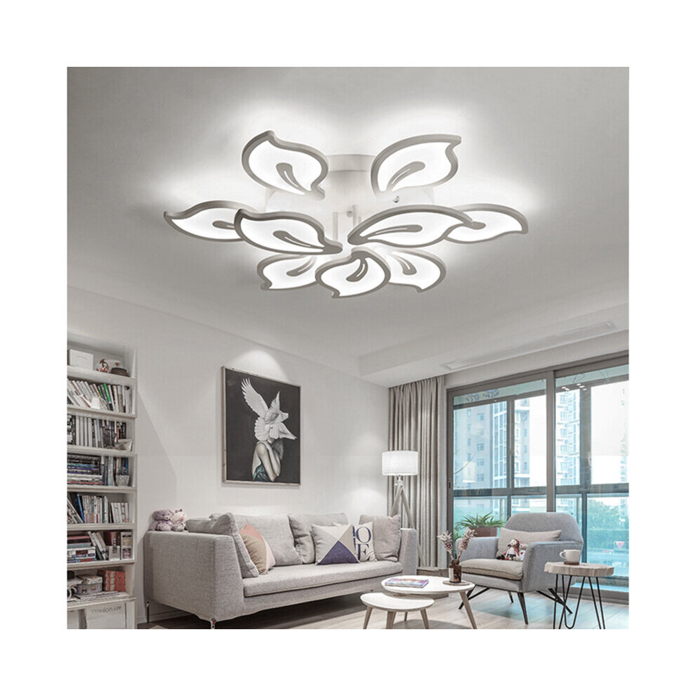 (9 Head, Cool White) Modern LED Ceiling Light Flower Shape Chandelier Lamp