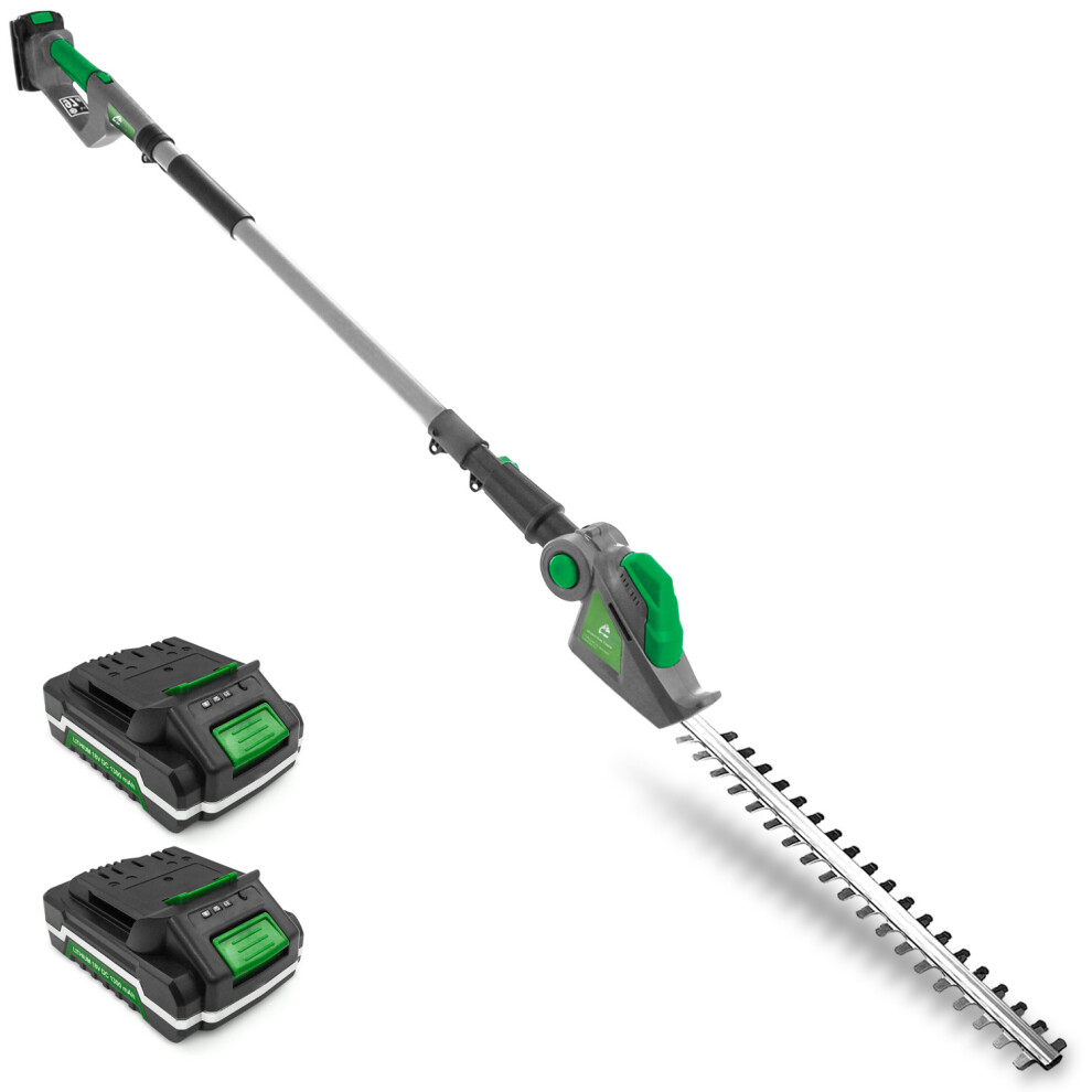 Gracious Gardens 18V 2.4m Cordless Electric Hedge Trimmer Long Reach 2 Batteries Included